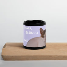 Cargar imagen en el visor de la galería, Taza negra brillante Cat feminist  🛒
